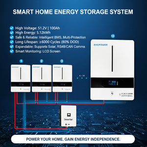 Deep Cycle <b>48V</b> 100Ah 51.2V 5.12kWh Wall Mounted <b>Battery</b> Smart BMS RS485 CAN for Off-Grid Hybrid Solar Power System - Product Image 4