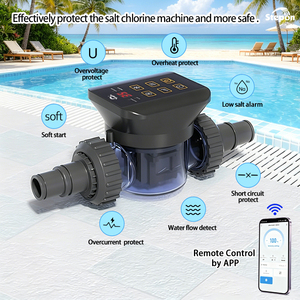 Chloreur au <span class=keywords><strong>sel</strong></span> sans <span class=keywords><strong>entretien</strong></span> avec application Wi-Fi pour piscine, cellule électrolytique à plaque de titane longue durée, chlore intelligent automatique - Product Image 3