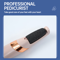 Lime électrique anti-callosités pour pédicure, tête de rouleau abrasif avec lumière LED et poignée ergonomique, design rose or
