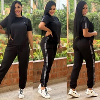 Ropa de Marca al por Mayor para Mujer, Nuevo Conjunto de Dos Piezas Casual de Moda, Top de Manga Corta y Pantalones Largos con Jacquard