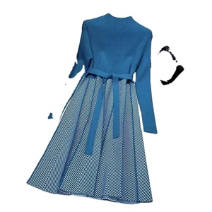 Vestido de Suéter de Punto para Mujer, Moda Otoño Invierno, Cintura con Cinturón, Estilo Casual, Largo Midi, Corte en A - Product Image 1