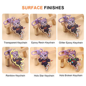 Porte-clés en acrylique personnalisé double face, logo de dessin animé, arc-en-ciel en époxy, porte-clés en acrylique holographique personnalisé - Product Image 4