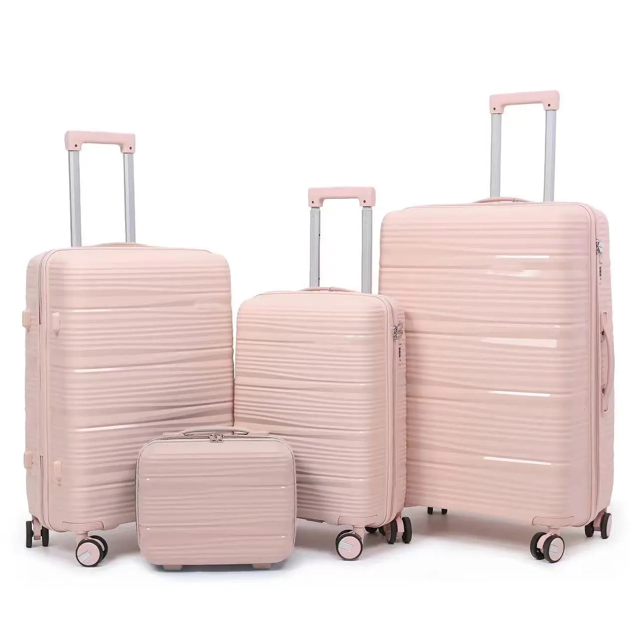 4 takım seyahat bagaj çizilmeye dayanıklı PP malzeme ile erkekler kadınlar için iş bavulu Set süper hafif PP torba