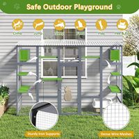 Modernes Catio Outdoor-Gehege mit Fenster, 104 Zoll, großes Katzengehege aus Holz für mehrere Katzen, geneigte, wasserdichte Abdeckung, Grau