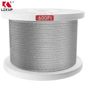 600ft 7x7 T316 kabel baja tahan karat 1/8 "tali kawat untuk sistem pagar kabel perangkat keras kabel pesawat Decking