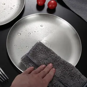 304 Roestvrijstalen Dinerborden 8 Inch Mat Gepolijst Metaal Ronde Kampeerschalen Set Roestbestendige Serveerschaal Voor Sala