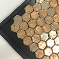 Mosaïque de verre hexagonale dorée et bronze mélangée, petites tuiles pour salle de bain et cuisine