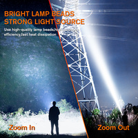 Lampe torche étanche en alliage d'aluminium V8-T 780LM, lampe torche LED zoomable, batterie rechargeable, indice de protection IP44, 5 modes, urgence