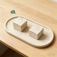 Plateau en pierre de travertin romain naturel, plateau décoratif en marbre crème pour table basse, meuble-lavabo, bijoux et fournitures hôtelières