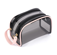 Pochette de maquillage vintage en PVC avec fermeture éclair et logo personnalisé pour femmes, idéale pour les voyages et l'organisation