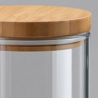 Pot à pâtes en verre borosilicate transparent avec couvercle en bambou, impression sérigraphique couleur personnalisée, récipient de stockage alimentaire pour comptoir de cuisine