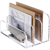 Organizador de Correo Transparente, Organizador de Escritorio, Soporte Acrílico para Cartas y Archivos, Almacenamiento de Documentos en Escalera para Oficina y Hogar