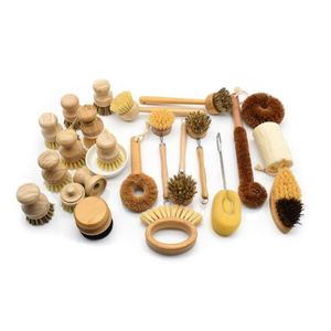 OEM Sisal Bristle Pot Pan <b>Bottle</b> Washing <b>Brush</b> Bamboo Dish <b>Brush</b> Kitchen Cleaning <b>Brush</b> Set - Product Image 1
