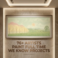 Peinture à l'huile de paysage moderne pour la décoration murale des halls d'hôtels de luxe, design artistique contemporain pour projets hôteliers bio-culturaux