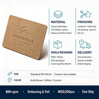 Cartes de visite personnalisées en carton kraft 600 g/m² avec estampage à chaud doré, brun naturel, pour cafés, ateliers d'artisanat, vente en gros