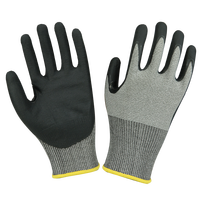 Good Flex 15G Nylon Spandex Gants de sécurité au travail Noir NBR Palm Enduit Sandy Nitrile Hommes Gants de travail acharné