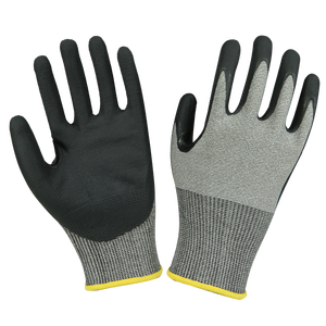 Good Flex 15G <span class=keywords><strong>Nylon</strong></span> Spandex Guantes de seguridad en el trabajo Negro NBR Palm Coated Sandy Nitrile Hombres Guantes de trabajo duro - Product Image 3
