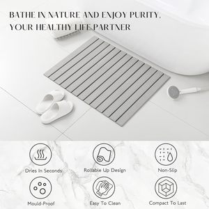 Tapis de salle de bain en terre de diatomée super absorbant, rayé, antidérapant, écologique, pliable, 39x60cm - Product Image 5