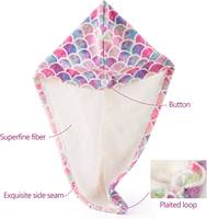 Serviette de séchage des cheveux en microfibre à vente chaude, super absorbante, séchage rapide, serviette de cheveux enveloppante, style tendance, serviette de cheveux sirène, chapeau de cheveux