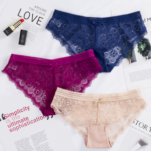 Ventes en gros de sous-vêtements féminins sexy sans couture, transparents, en dentelle florale <span class=keywords><strong>rose</strong></span> et blanche - Product Image 3