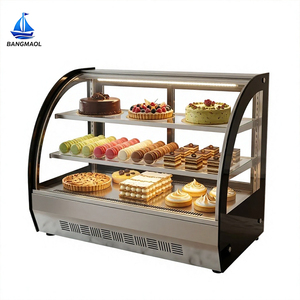 고급형 상업용 곡면 유리 냉장 케이크 진열 쇼케이스 (고습도 보존 및 소형 공간 캔틴용) - Product Image 6
