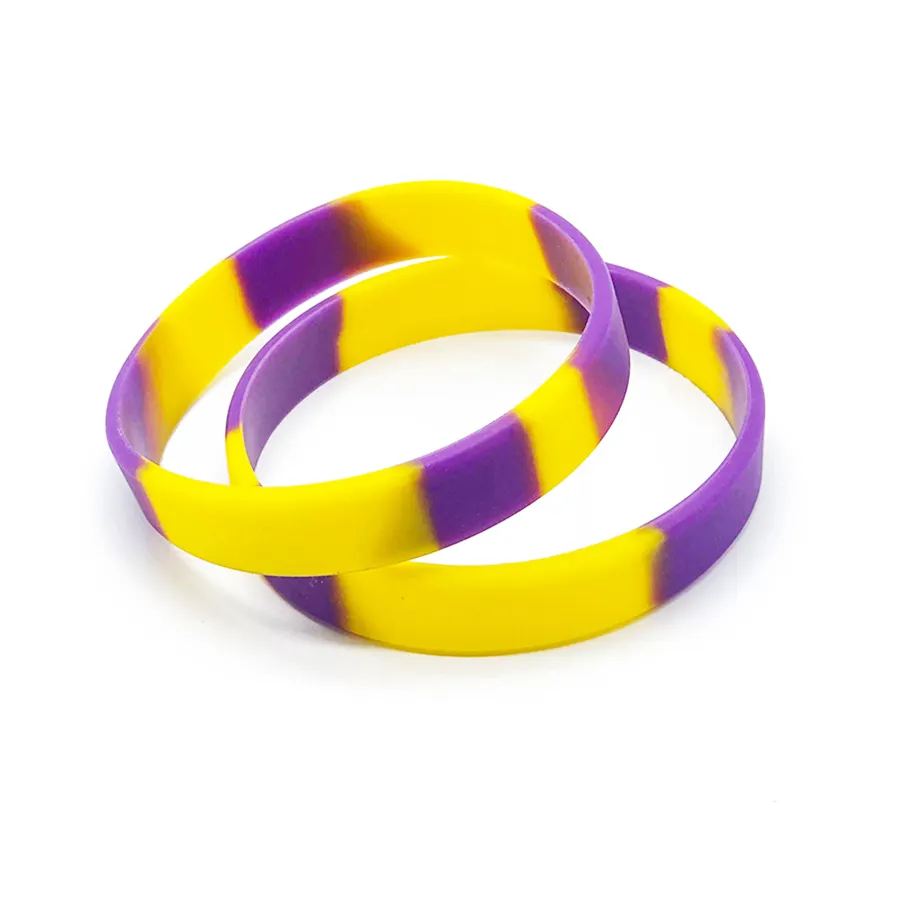 Bracciale in silicone di colore Swirl con diversi colori braccialetti di fascia di gomma a buon mercato