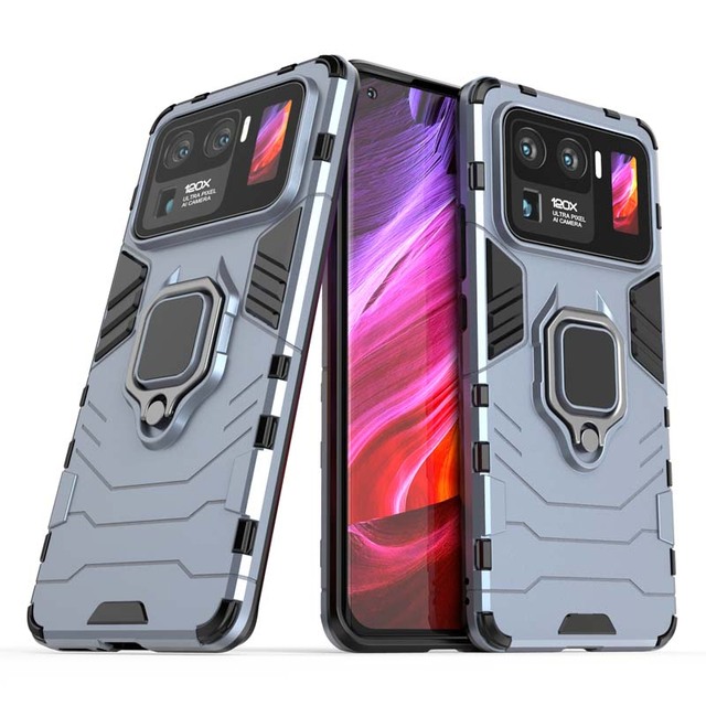 Shockproof TPU Dual Layer Armor Design Heavy Duty Hard Back Cover Shell Magnetic Car Mount Hybrid Bracket Case for Xiaomi Mi 11