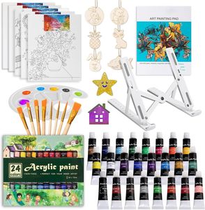 Ensemble de couleurs artistiques pour débutants, 45 pièces, peinture acrylique, brosse en nylon, palette de <span class=keywords><strong>chevalet</strong></span> en aluminium, boîte colorée, <span class=keywords><strong>kit</strong></span> cadeau - Product Image 1