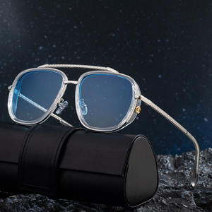 Lunettes de soleil carrées unisexes HJ-7352, monture en métal, protection UV400, verres en PC, pare-soleil de classe 2, couleur noire, emballage en boîte - Product Image 4