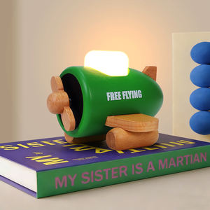 Veilleuse créative en bois en forme d'avion, 3 modes d'éclairage, lampe <span class=keywords><strong>de</strong></span> chevet rechargeable pour la décoration intérieure - Product Image 6