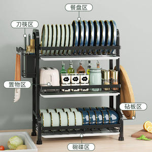Escurridor de Platos de Hierro de Alta Eficiencia, de Tres Niveles, para Fregadero, Escurridor de Platos, Organizador Multifuncional para Encimera de Cocina - Product Image 4