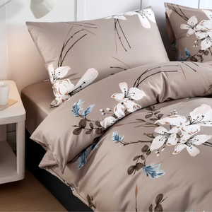 ชุดเครื่องนอนลายดอกไม้สีขาวหรูหราจากโปแลนด์ 3 ชิ้น พร้อมปลอกผ้านวมสีน้ำตาล จัดส่งแบบดรอปชิปปิ้งในสหภาพยุโรป พร้อมส่ง - Product Image 3