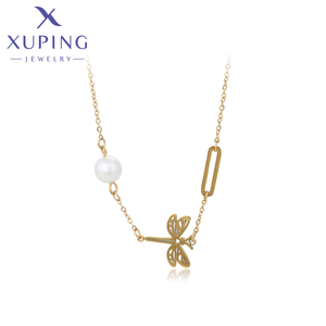 T000681770Xuping jewelrycute diseño de moda sentido perla más forma de libélula más elementos rectangulares 14Kgold collar - Product Image 1