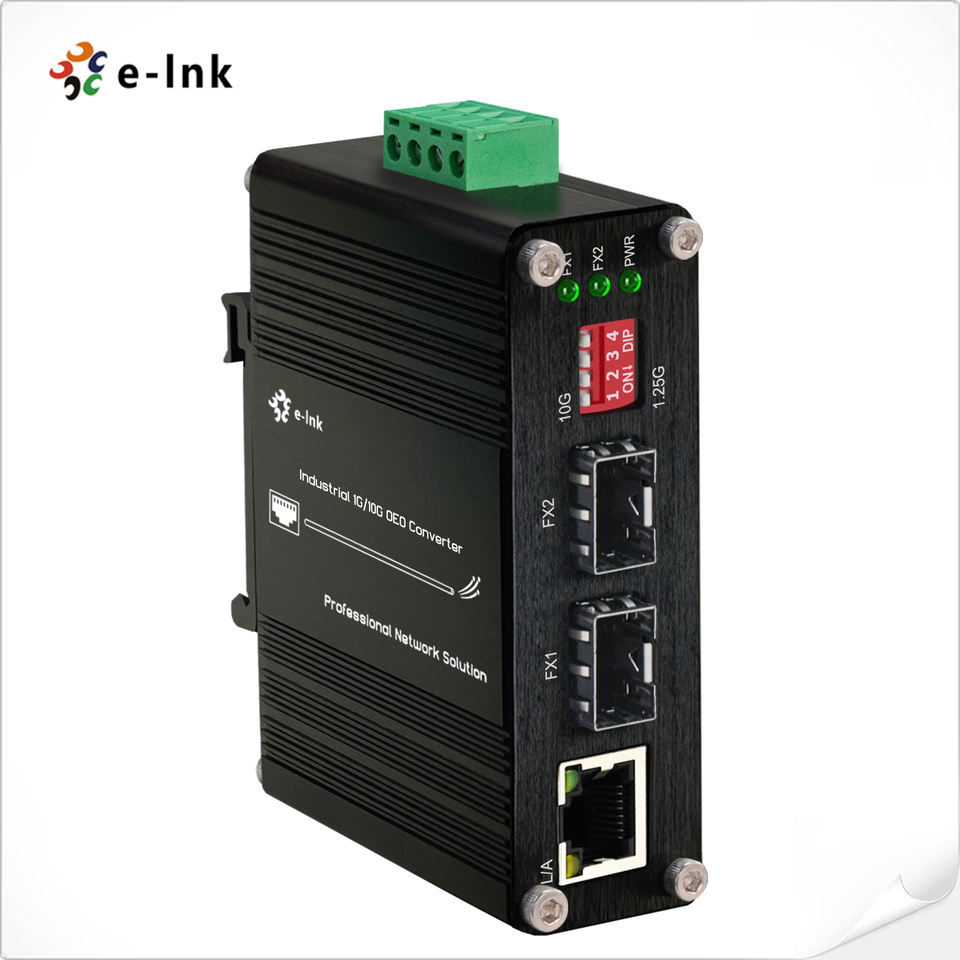 Industrial 10G OEO Converter 3R Repeater SFP+ Media Converter for Fiber Optic Network Extension E-link Model ETH-IMC2402-OEO