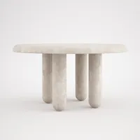 Wabi sabi आधुनिक डिजाइन प्राकृतिक पत्थर खाने की मेज 6 सीटों वाले प्राकृतिक travertine दौर खाने की मेज