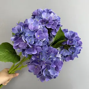 Venta al por mayor Real Touch 72 pétalos de látex Hortensia rama larga flores artificiales látex a granel hortensias multicolores decoración del hogar