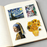 Autocollants d'art personnalisés en peinture à l'huile, 104 pièces, Van Gogh, Mona Lisa, autocollants en vinyle imperméables, pour ordinateur portable, bagages, journal, téléphone, décoration