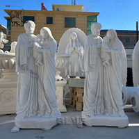 BLVE grandeur nature marbre blanc sainte famille Statues extérieur jardin religieux marie saint joseph Statue sculptures sculpture