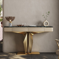 Table console de luxe moderne italienne en acier inoxydable doré, personnalisable, pour villa ou appartement haut de gamme