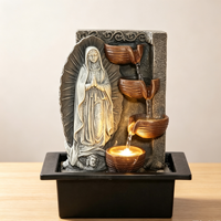 Fontaine d'eau religieuse de table avec lumière LED chaude, statue de Notre-Dame de Guadalupe pour la décoration de la maison, du bureau ou du bureau chrétien