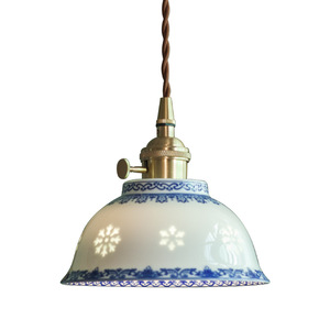Lamp Tasty Blue And White Porcelain Pendant <b>Light</b> Round Single Head Led Home <b>Chandelier</b> - Product Image 3