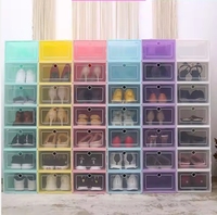 Boîte à chaussures transparente en plastique épaissi, pliable, anti-poussière, pour rangement empilable, disponible en plusieurs couleurs, pour placard - Offre Spéciale