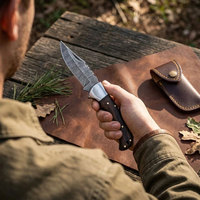 Couteau de poche pliant artisanal avec manche en bois, acier Damas de qualité industrielle, couteau de camping multifonctionnel