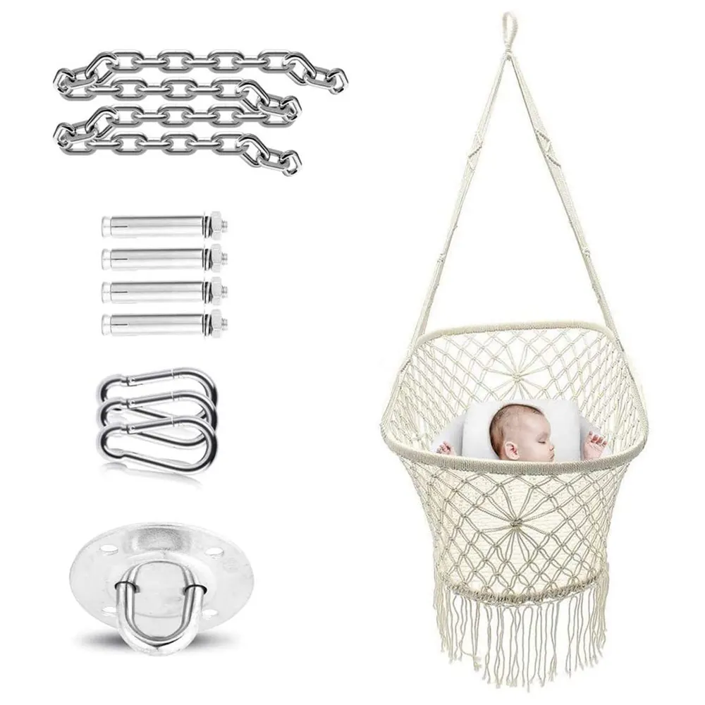 Hình Bầu Dục Handmade Cotton Rope Baby Cradle Swing Cho Phòng Ngủ Trẻ Sơ Sinh