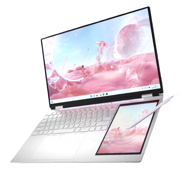 2024 15.6 Inch + 7 Inch Double Dual Screen Touch Intel Celeron N100 Quad Core Business Office Student Learning Laptop