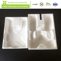 Insert moulé en pâte de bagasse biodégradable pour emballage de bouteilles d'eau, personnalisable et à conception libre, fabriqué par pressage à sec