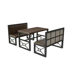 Muebles de restaurante de café comercial personalizado, mesas de comedor y sillas, juegos de sofás, asientos de cabina de cuero de madera para comida rápida - Product Image 5