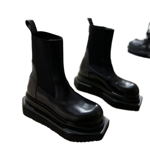 Nouvelles bottes d'hiver pour hommes à plateforme et lacets - Semelle épaisse, style décontracté et professionnel, large embout, semelle intermédiaire en EVA, tige en cuir synthétique - Product Image 1