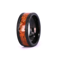 Bague de mariage et de fiançailles unisexe VLINK 2026 tendance en tungstène plaqué zinc noir avec design martelé et opale rouge écrasée