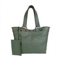 Sac fourre-tout en cuir PU vert avec poche zippée, deux poignées, résistant à l'eau, style minimaliste, usage quotidien, sacs à main pour femmes, vente en gros